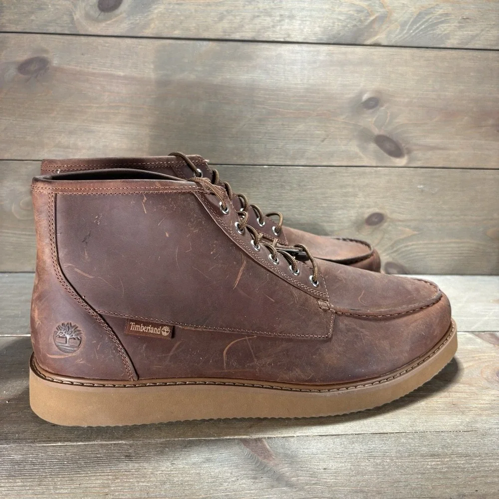 timberland newmarket mens size 13 shoes brown leather moc toe chukka work boots